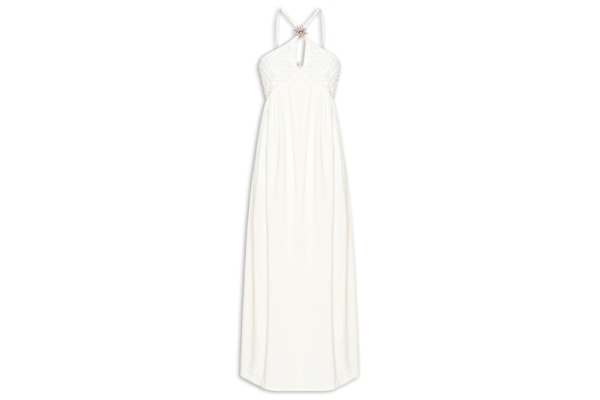 Vestido Feminino Midi Fluido Com Textura - Bege