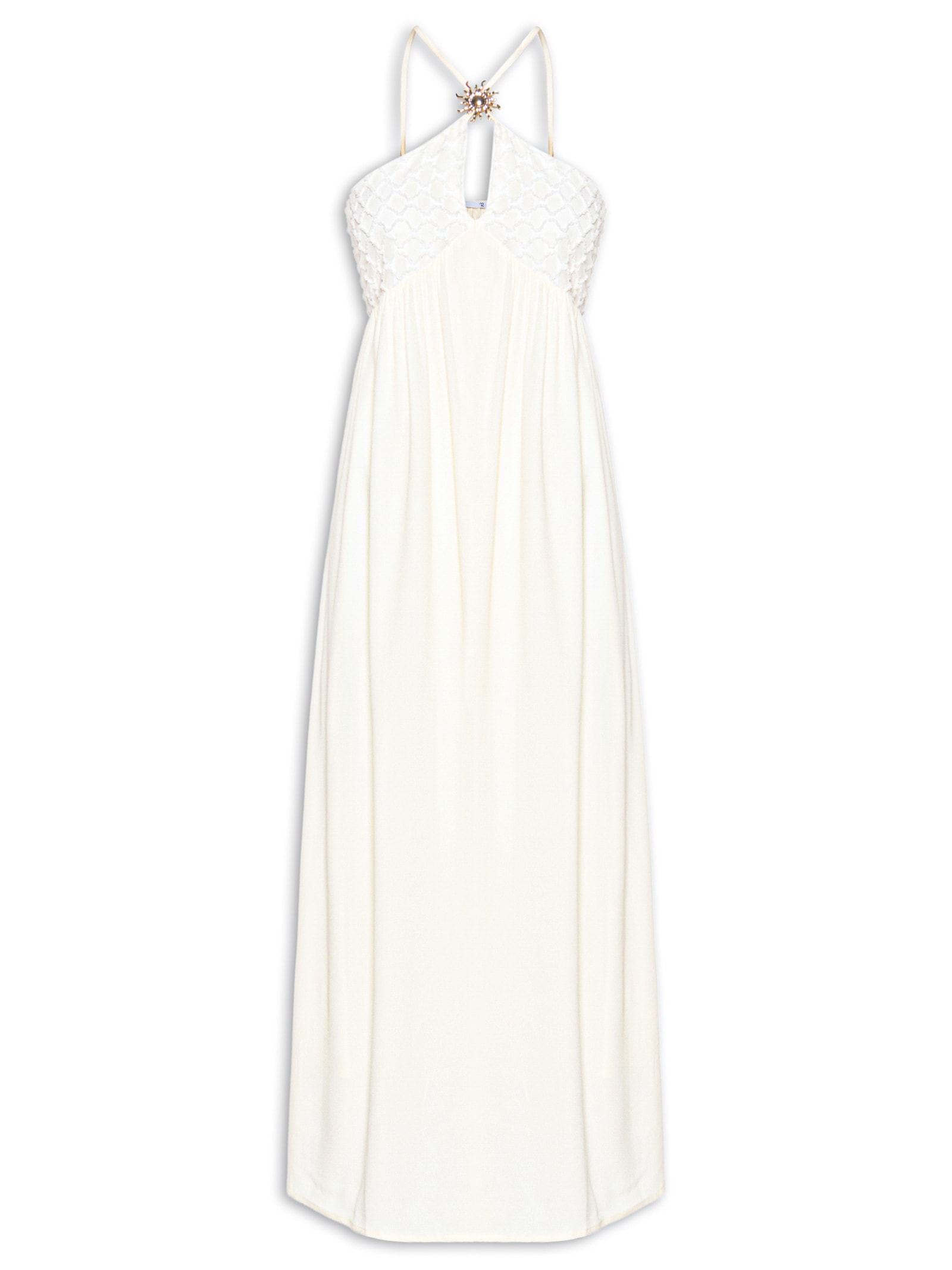 Vestido Feminino Midi Fluido Com Textura Bege '2Essential