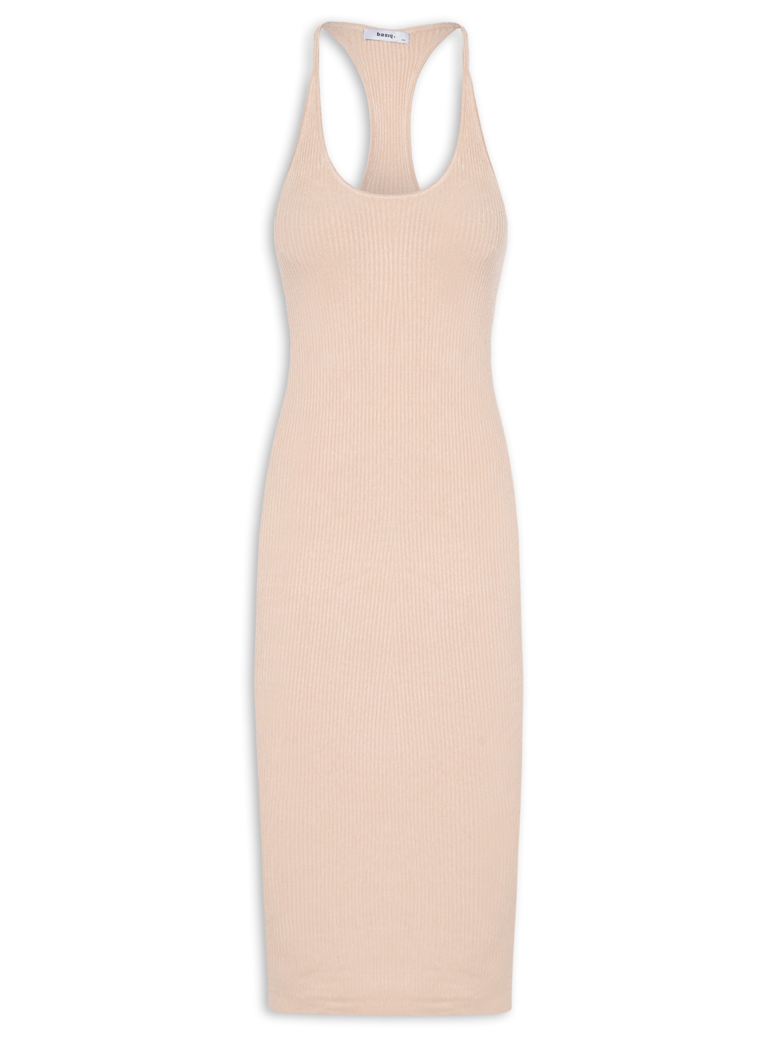 Vestido Feminino Midi Poliamida Bege Basiq