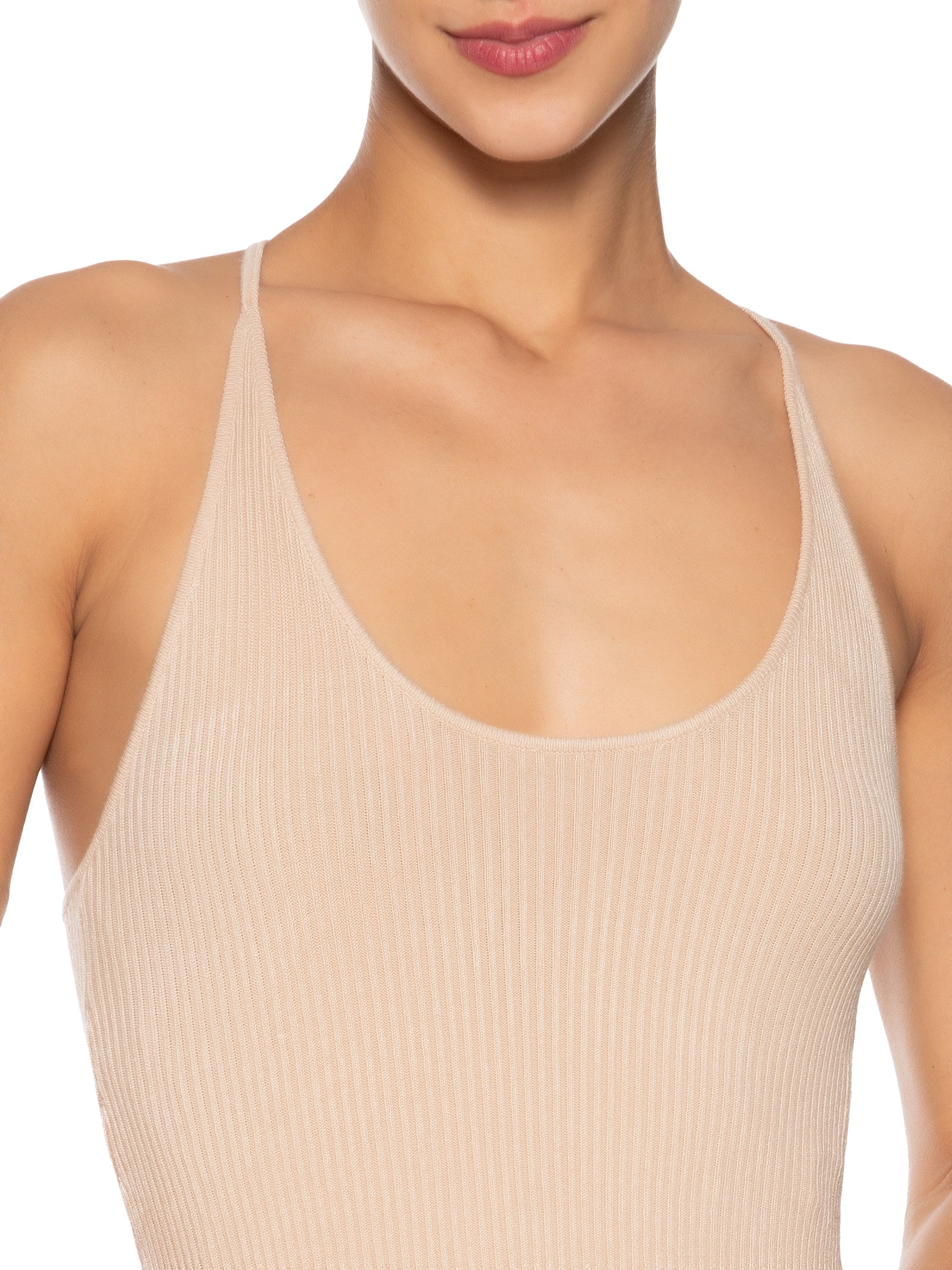 Vestido Feminino Midi Poliamida Bege Basiq