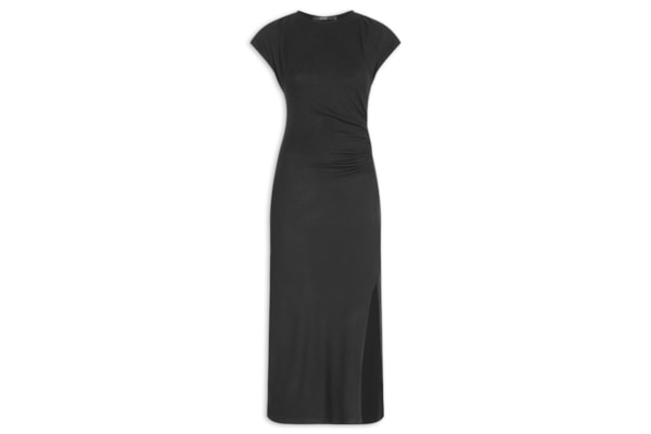 Vestido Feminino Sinuoso Com Franzido - Preto