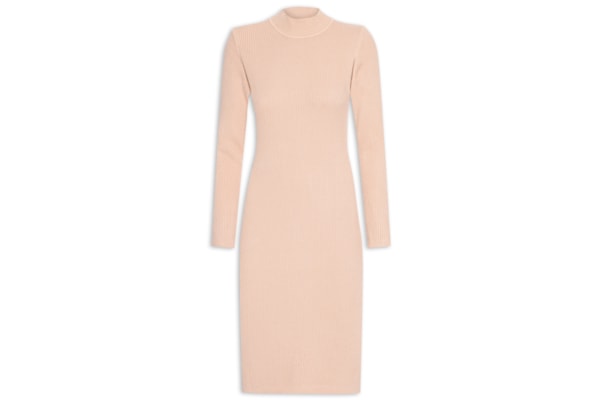 Vestido Feminino Tricot Manga Longa - Bege