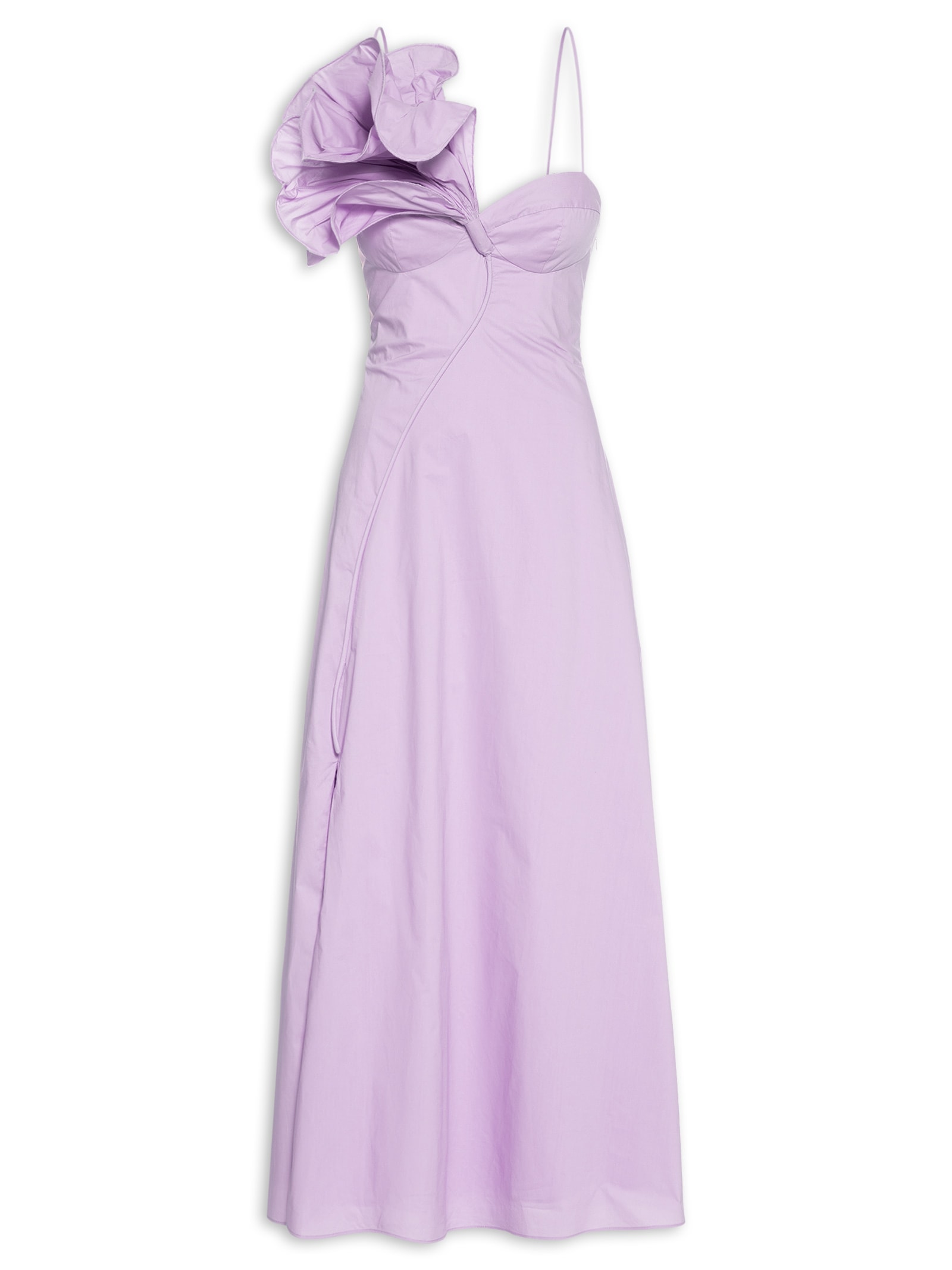 Vestido Fenda Flor 3D Roxo Farm