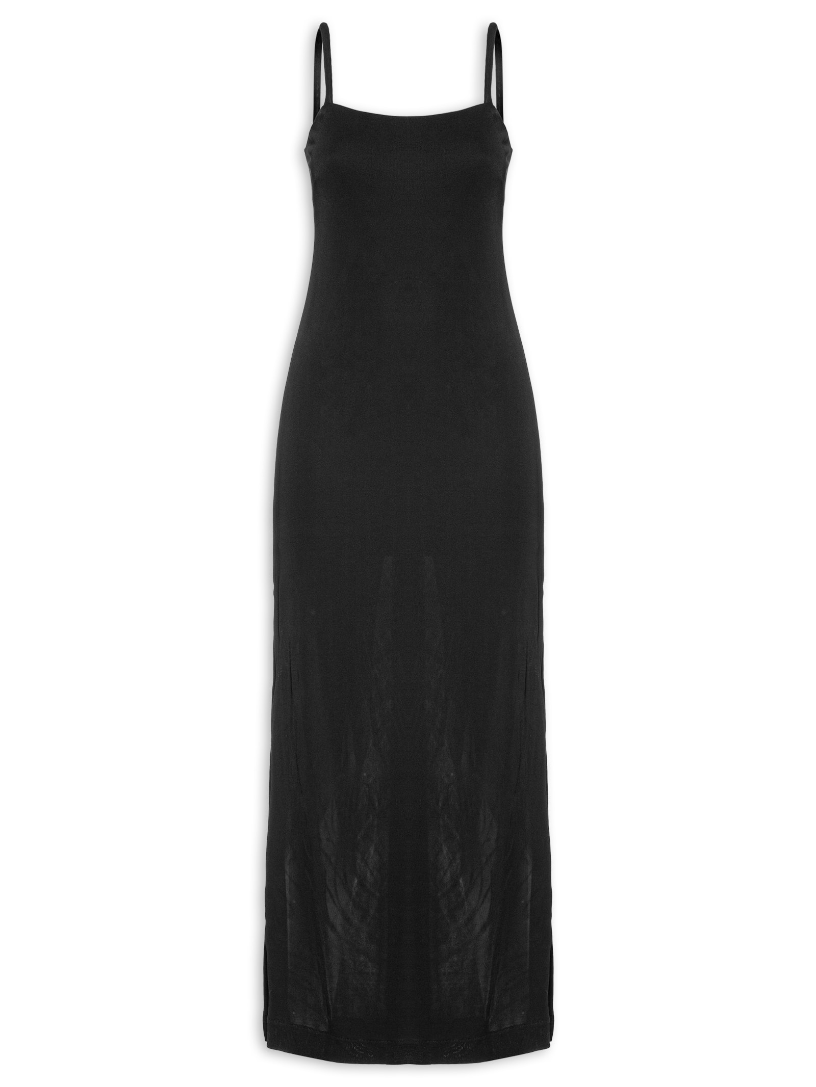 Vestido Fenda Jersey Lab Preto Cantão