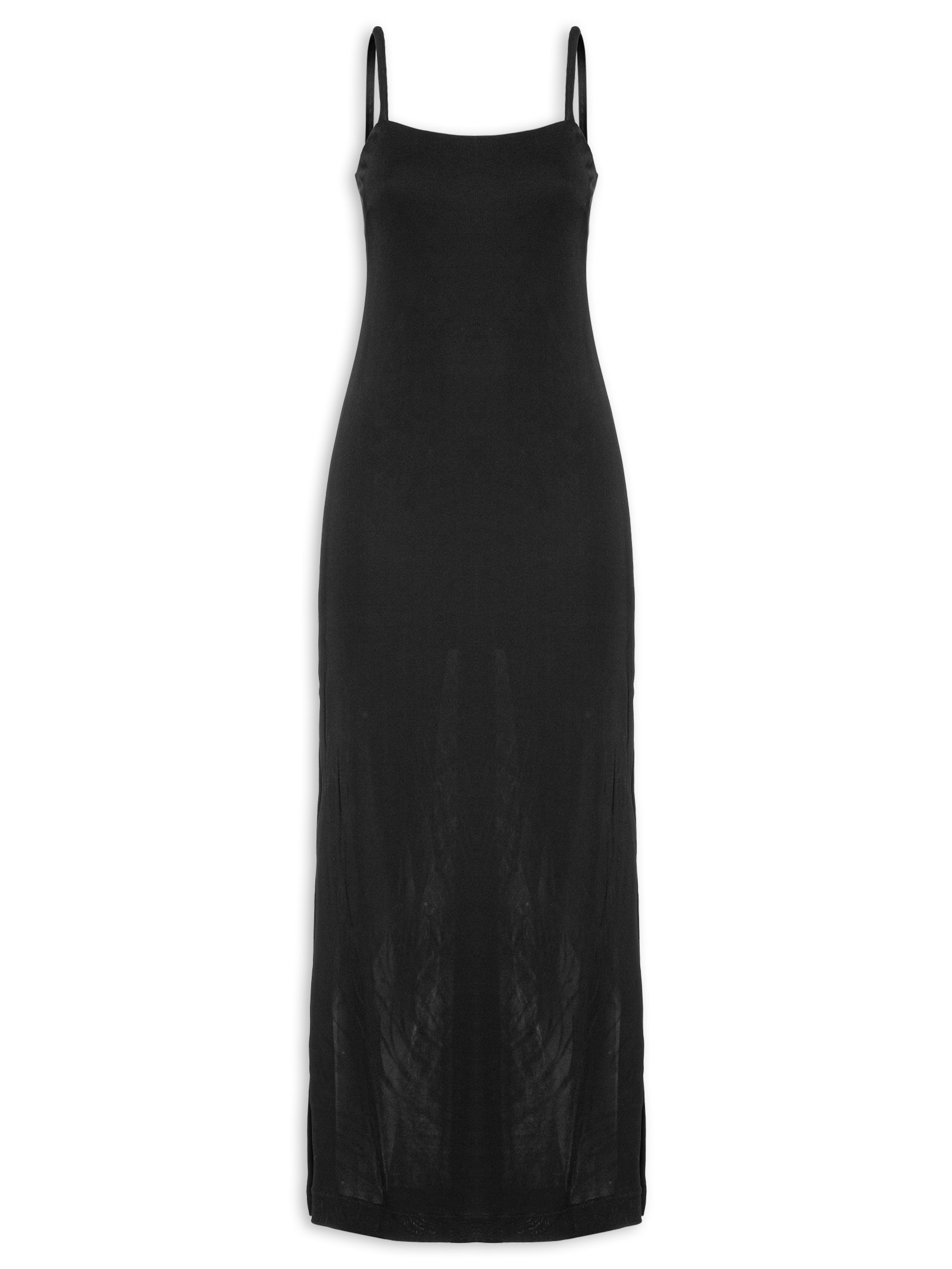 Vestido Fenda Jersey Lab Preto Cantão