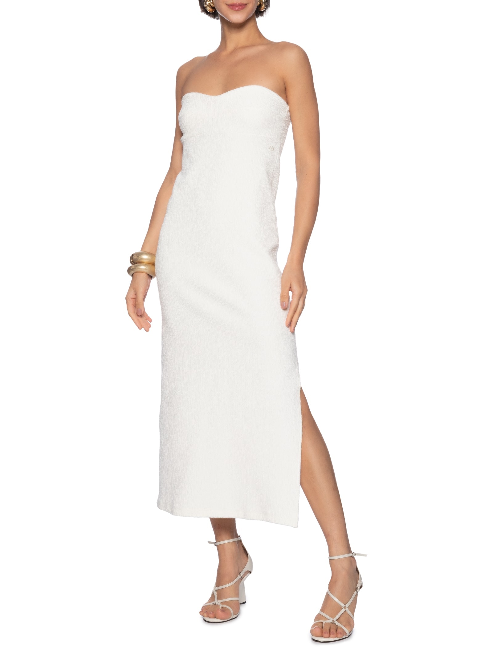 Vestido Fenda Midi Branco Colcci