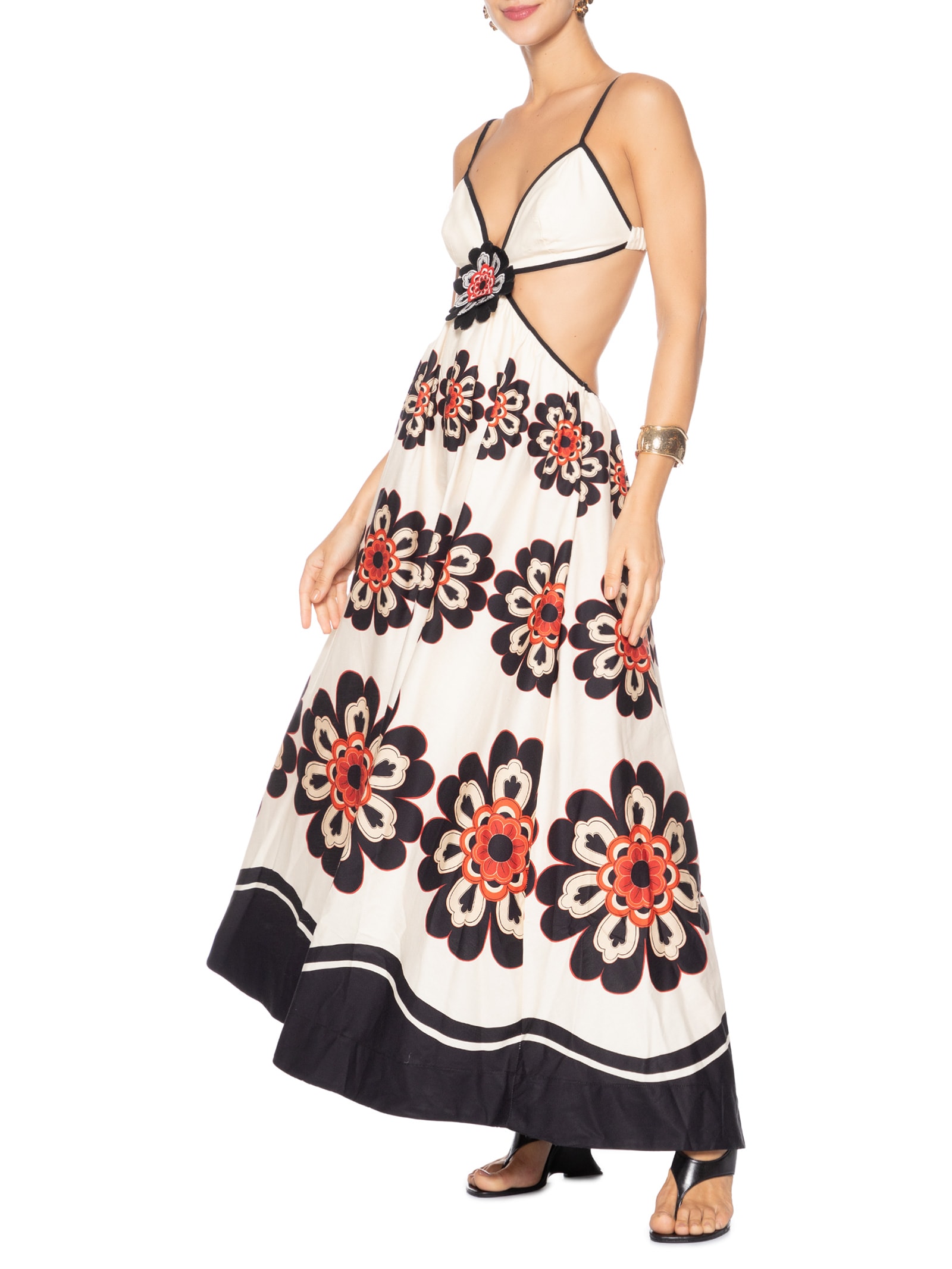 Vestido Flor Fiorella Bege Farm