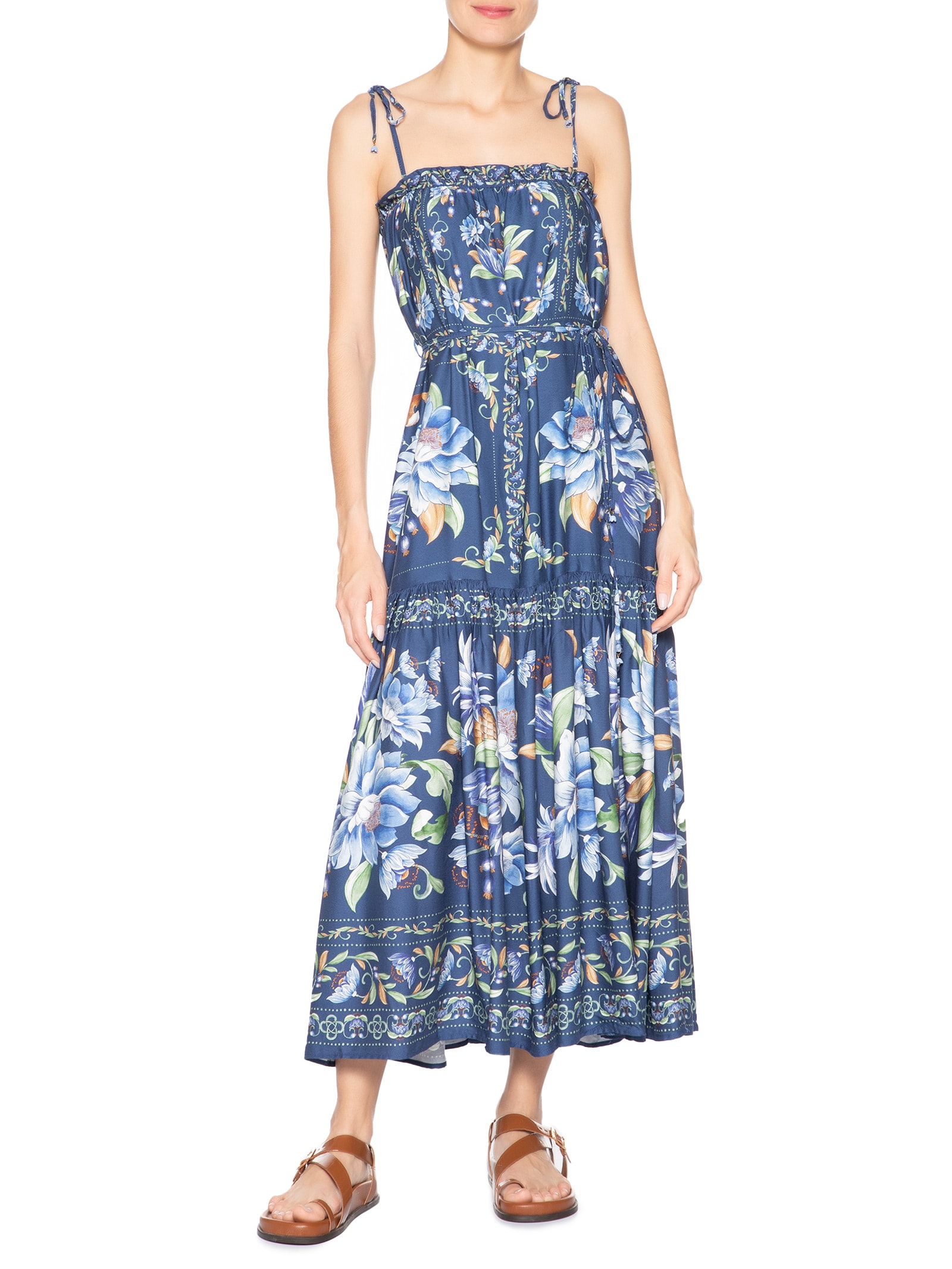 Vestido Floral Ana Azul Farm