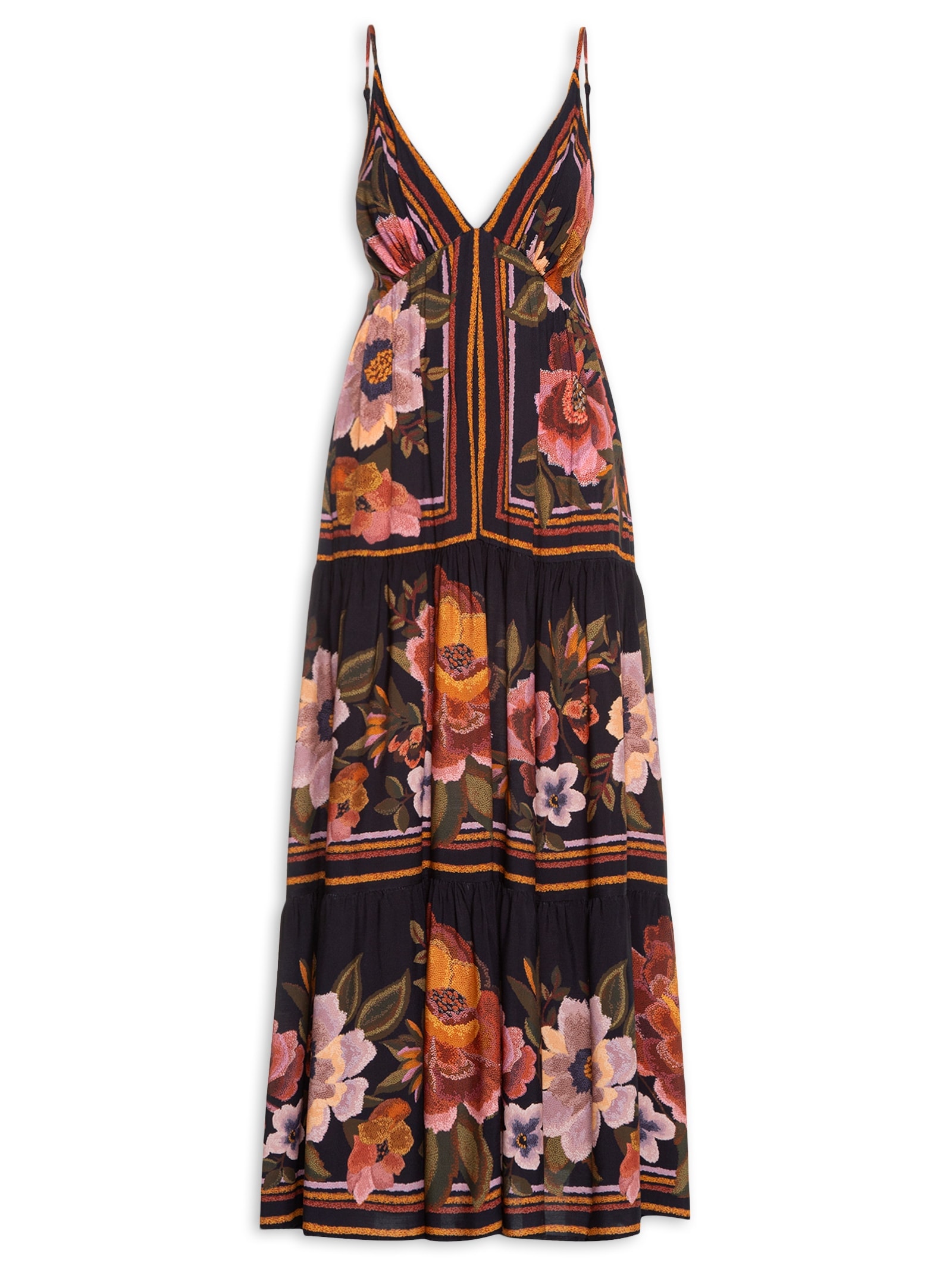 Vestido Floral Cleo Preto Farm