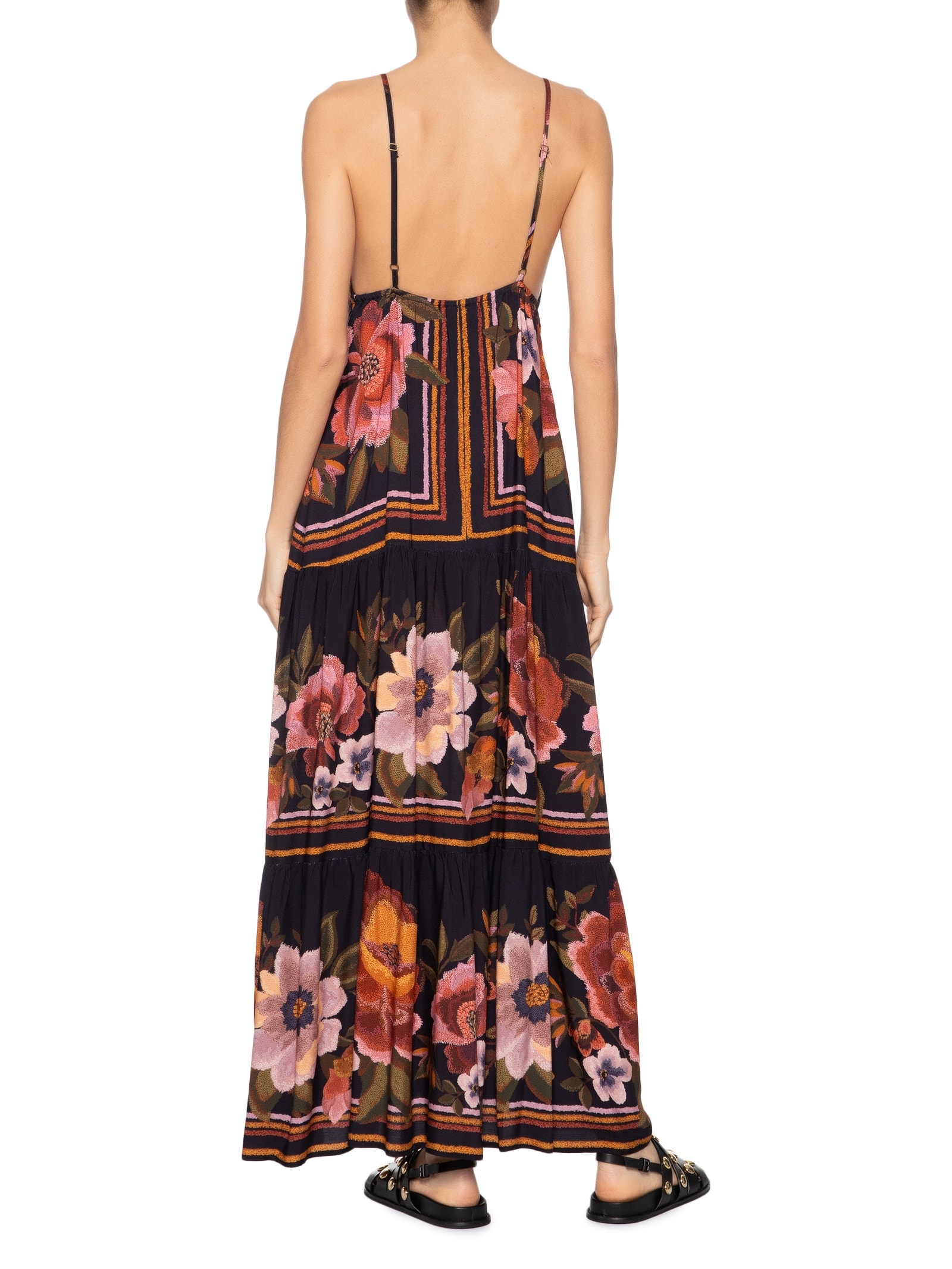 Vestido Floral Cleo Preto Farm