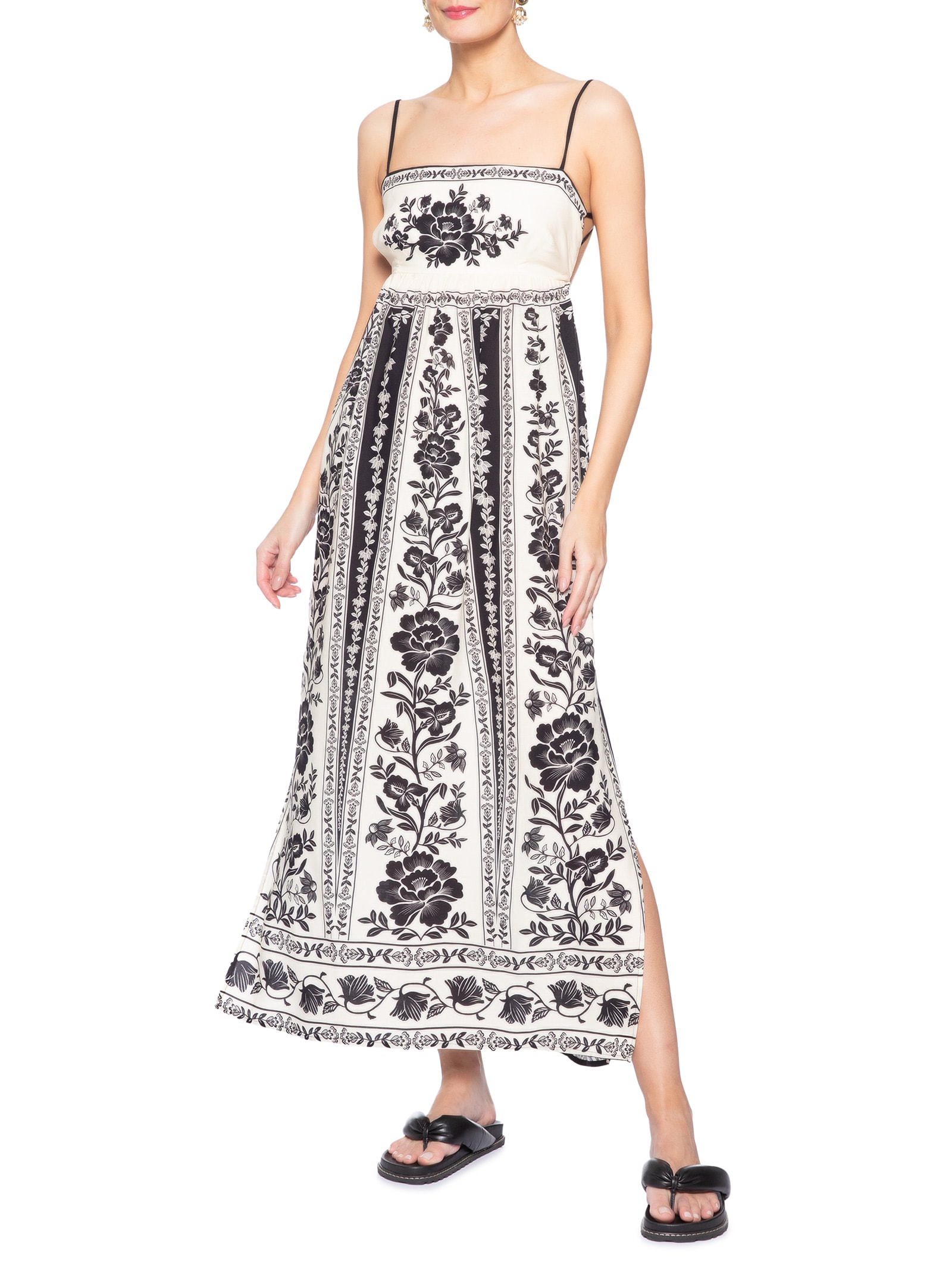 Vestido Floral Delicado Preto Farm