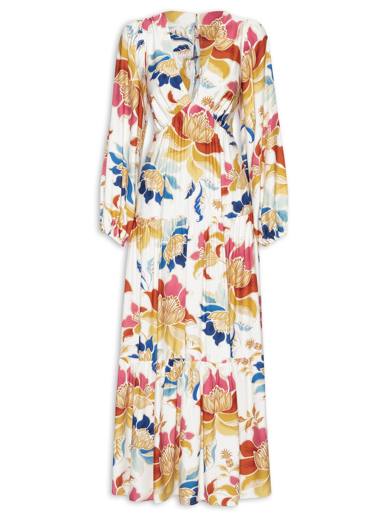 Vestido Floral Majestoso Branco Farm