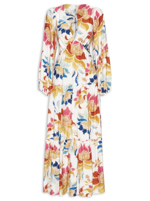 Vestido Floral Majestoso - Branco