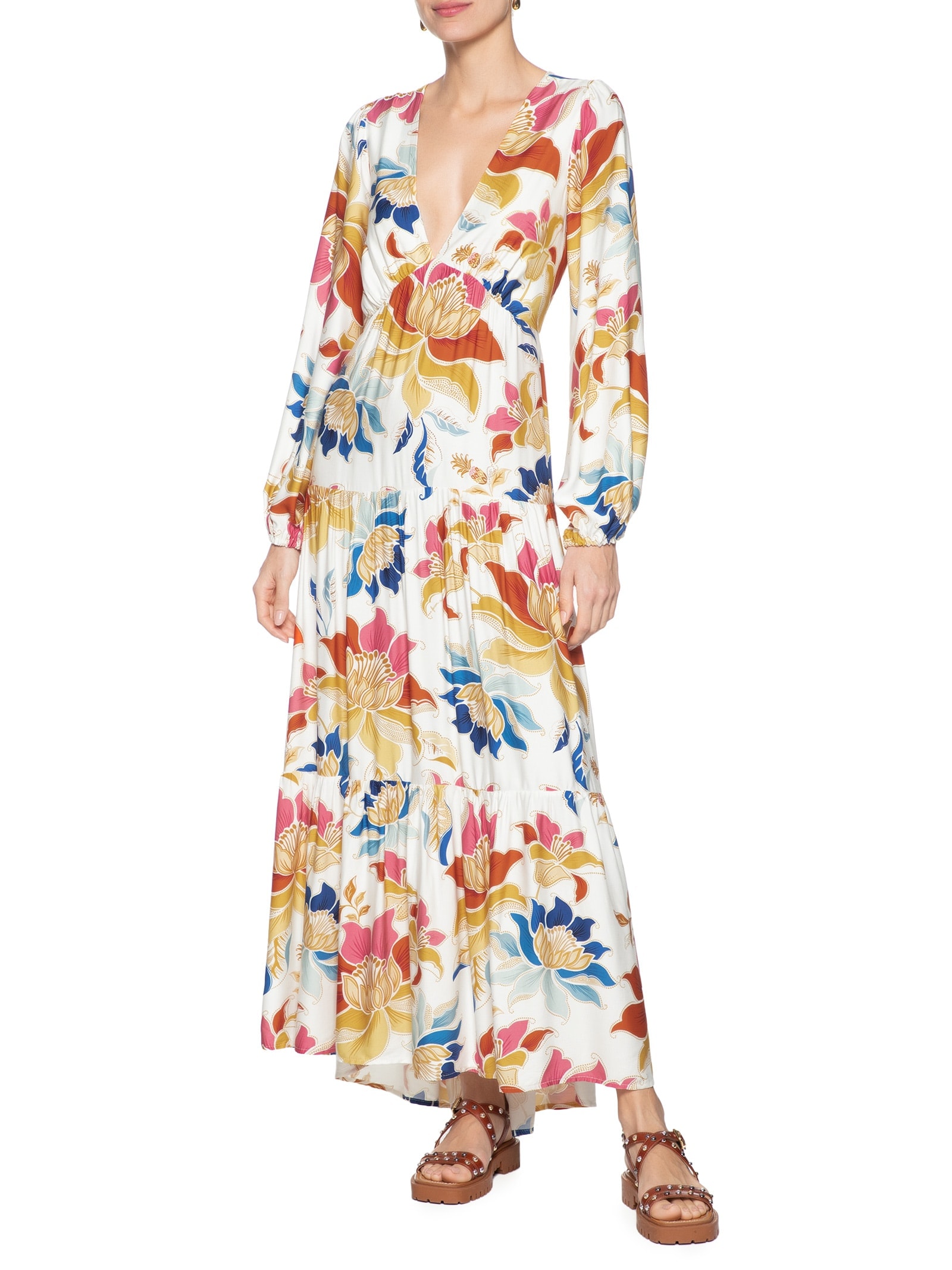 Vestido Floral Majestoso Branco Farm