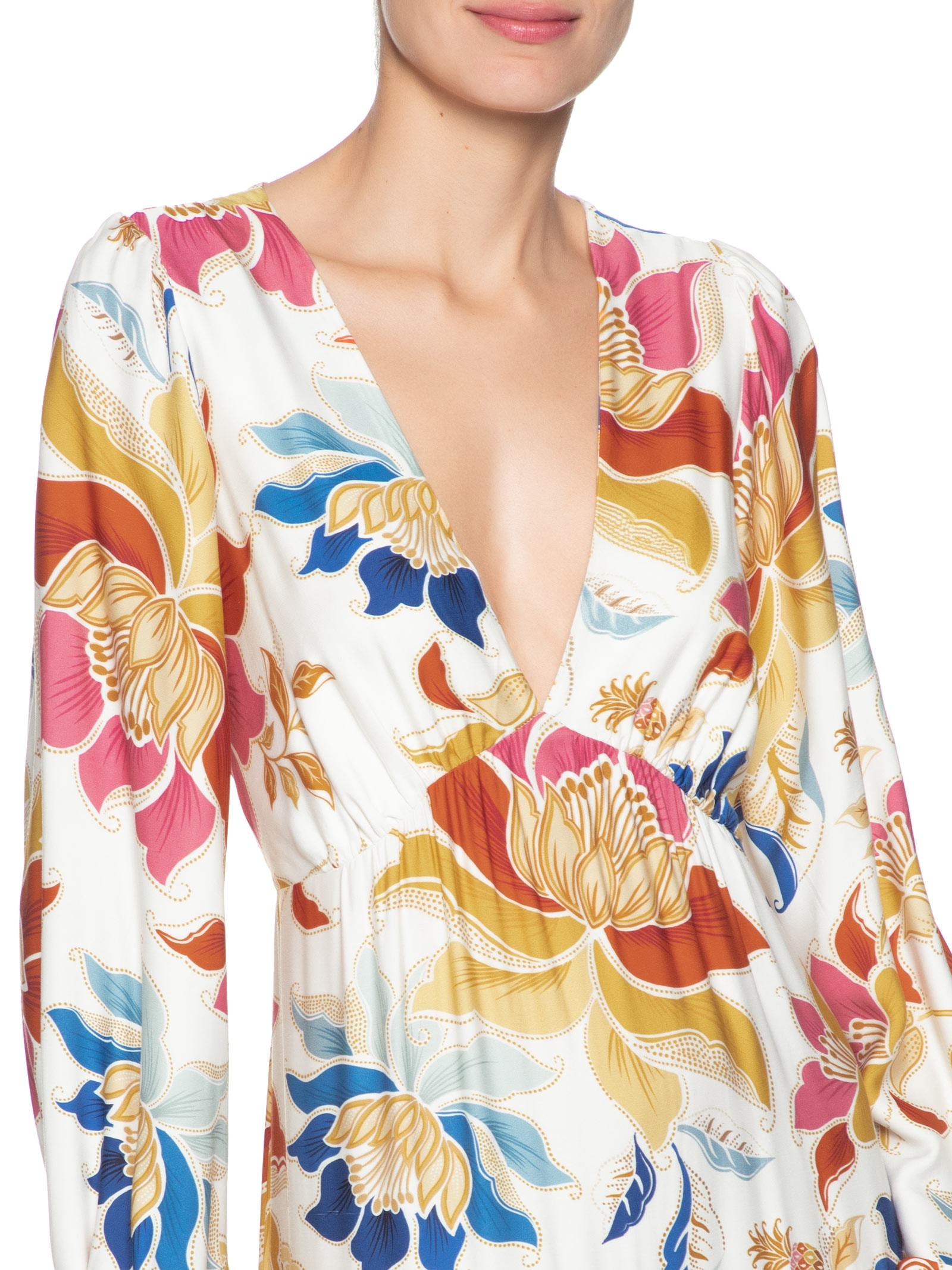 Vestido Floral Majestoso Branco Farm