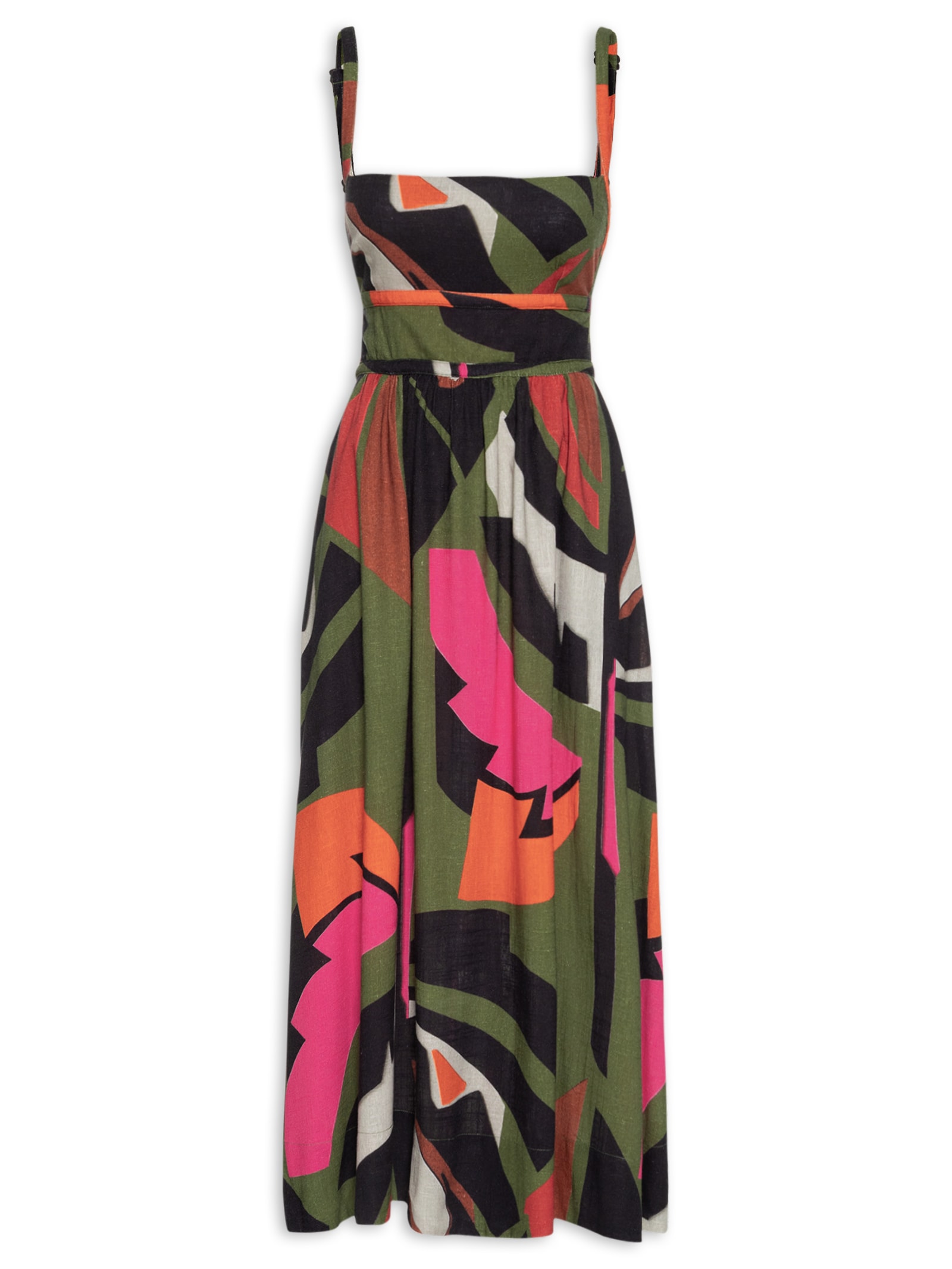 Vestido Folhagem Midi Verde Osklen