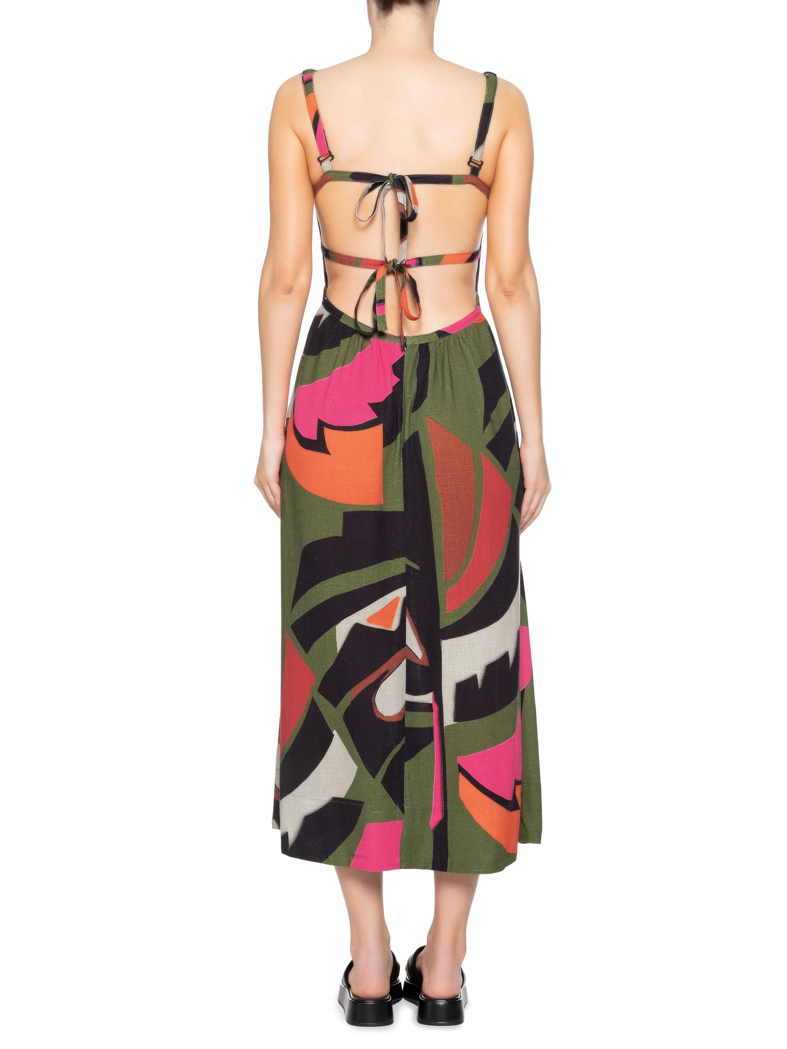 Vestido Folhagem Midi Verde Osklen