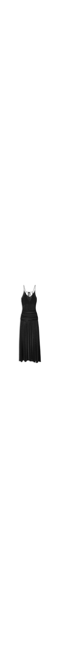 Vestido Franzido Cintura Jersey - Preto