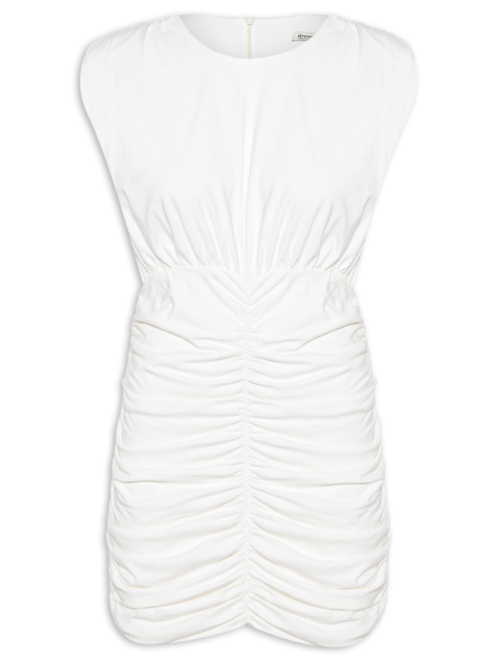 Vestido Franzido Com Ombreira Off White Dress To