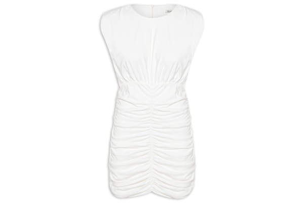 Vestido Franzido Com Ombreira - Off White