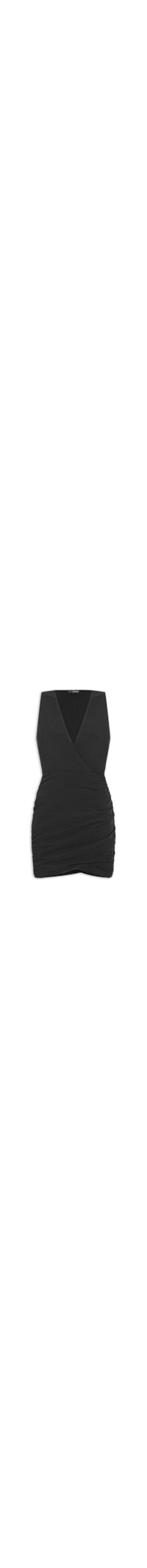 Vestido Franzido De Crepe - Preto