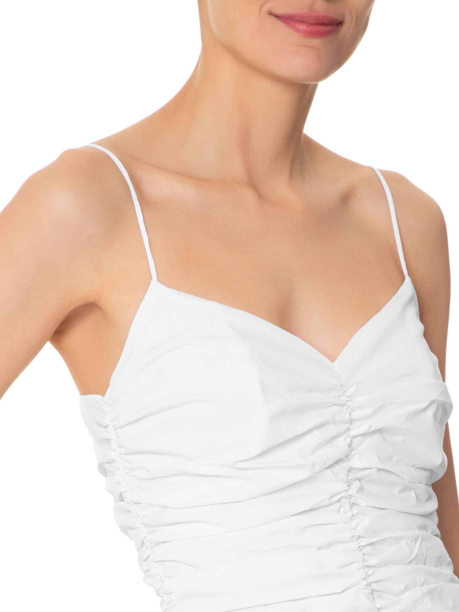 Vestido Franzido Frente Branco Farm