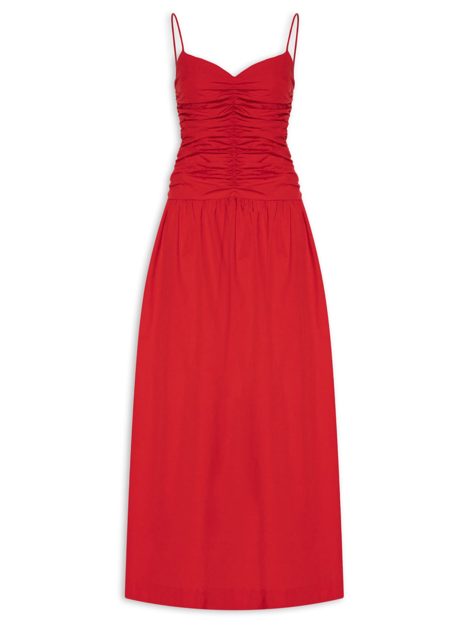 Vestido Franzido Frente Vermelho Farm