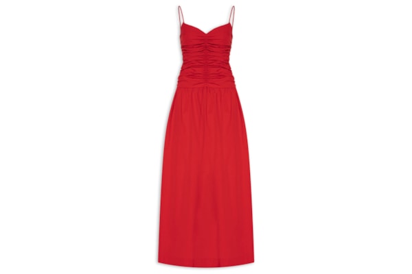 Vestido Franzido Frente - Vermelho