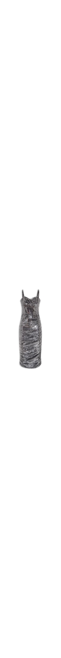 Vestido Franzido Super Midi Shine - Preto