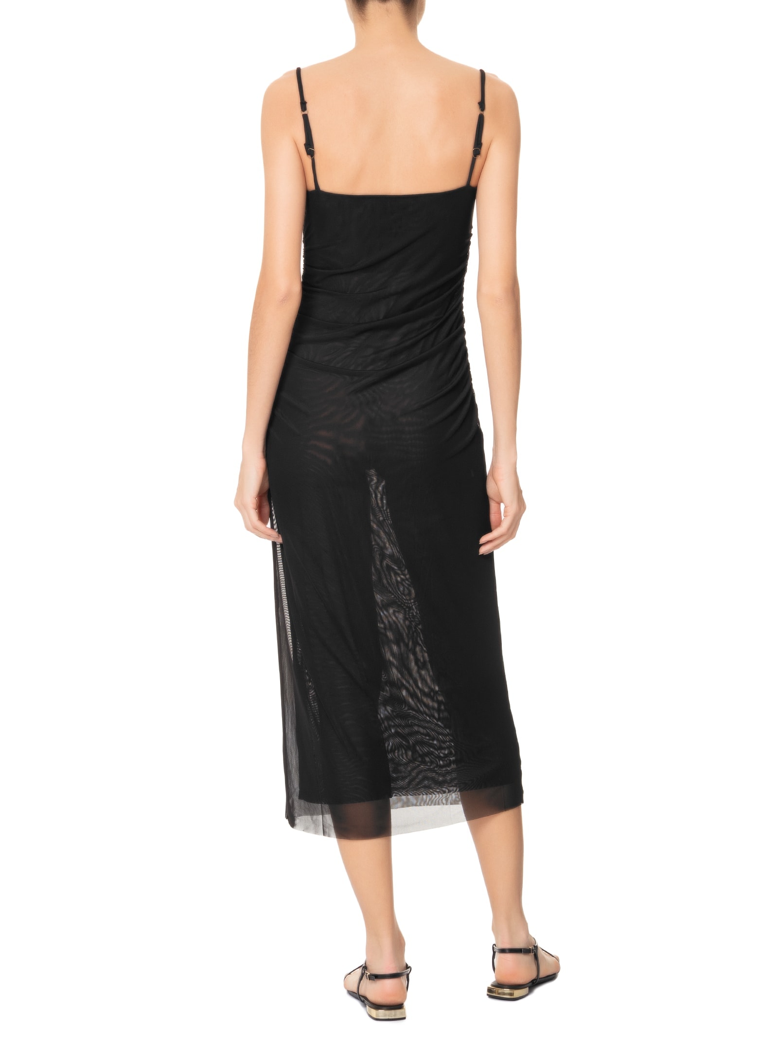 Vestido Franzido Tule Preto Farm