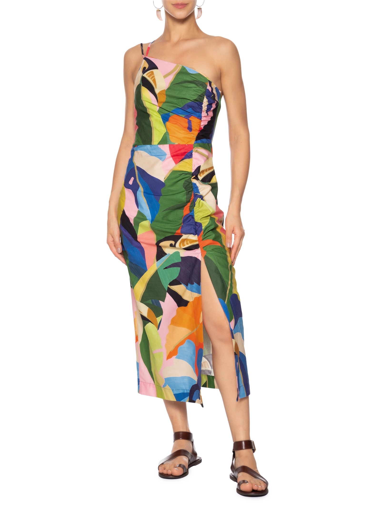 Vestido Franzido Voo Tropical Azul Farm