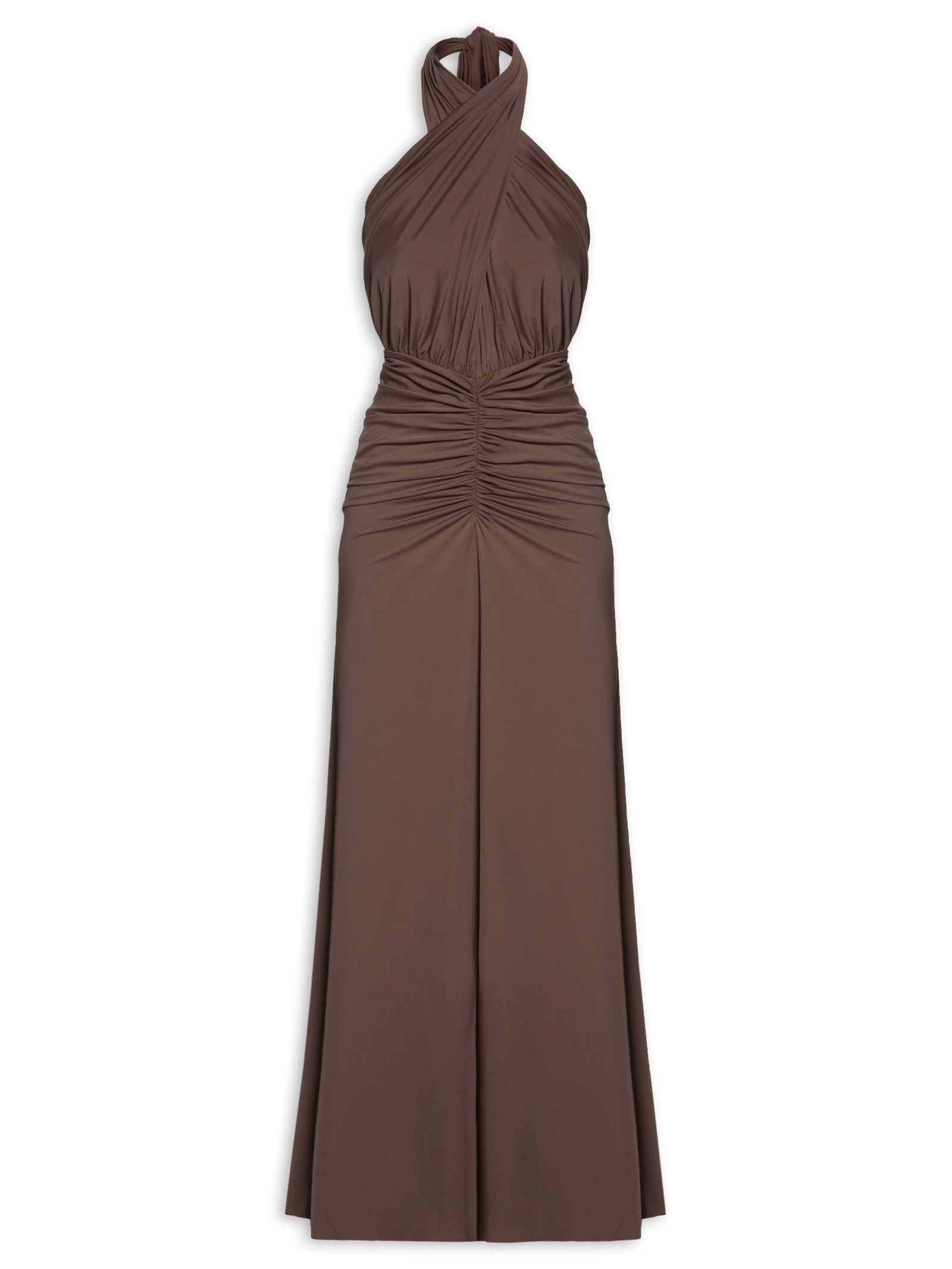 Vestido Frente Única Com Amarração Marrom Lança Perfume