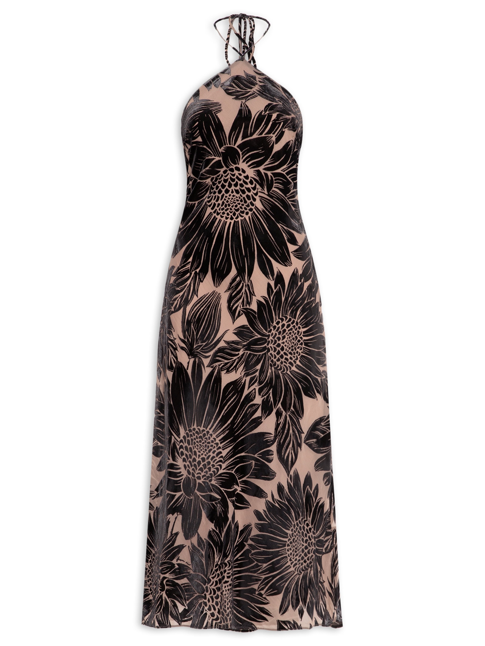 Vestido Frente Única Decore Lia Flor Preto Farm