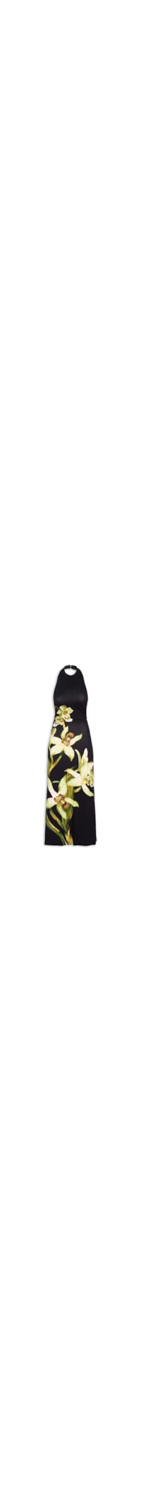 Vestido Frente Única Floral Orquídea - Preto