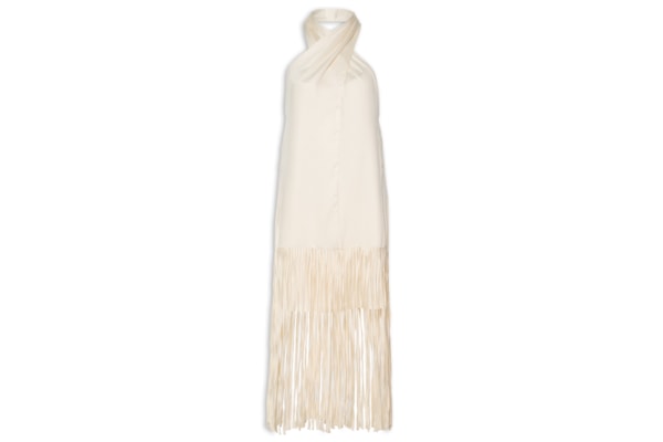 Vestido Frente Única Franjas - Bege