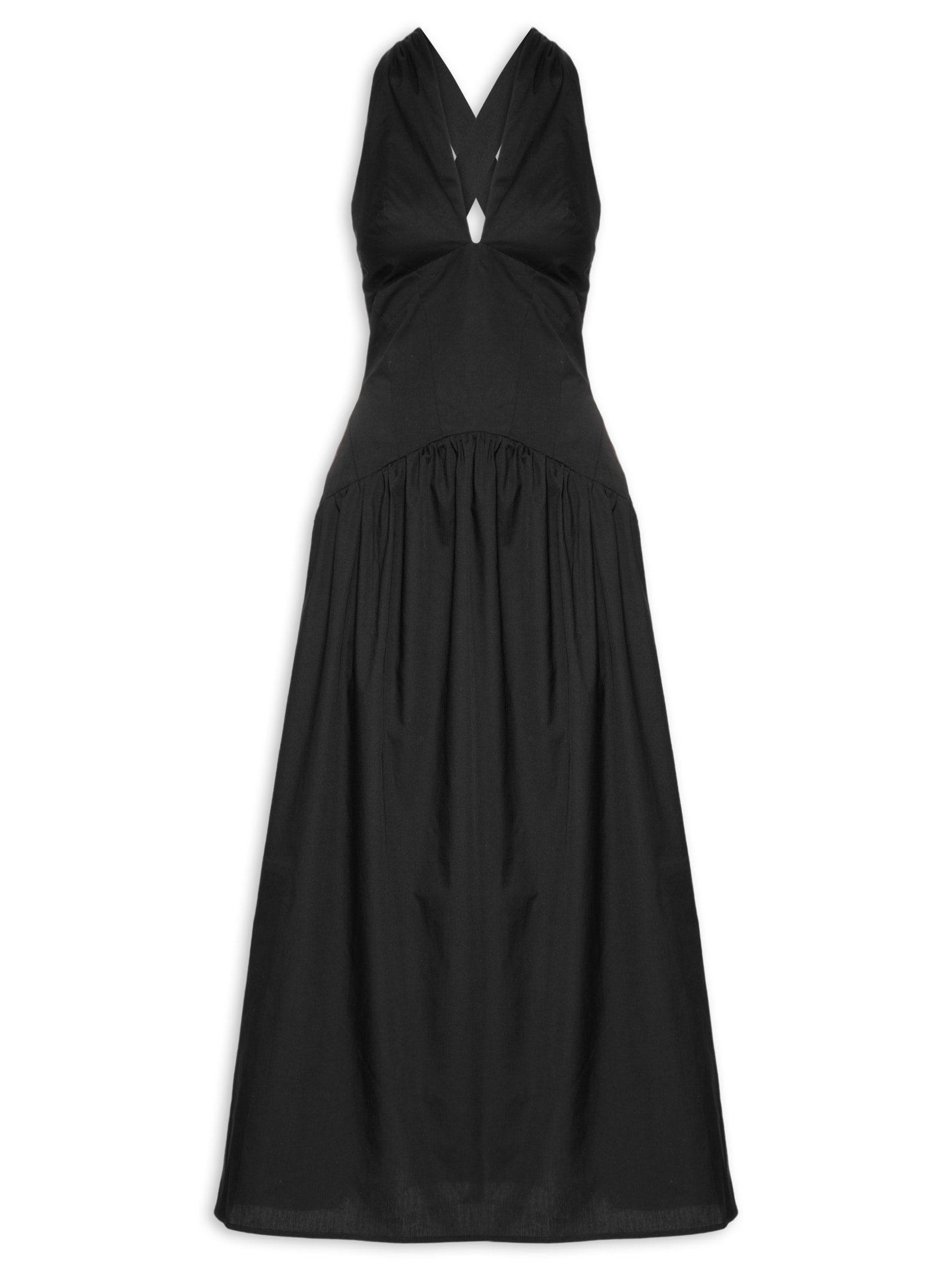 Vestido Frente Única Longo Preto Farm