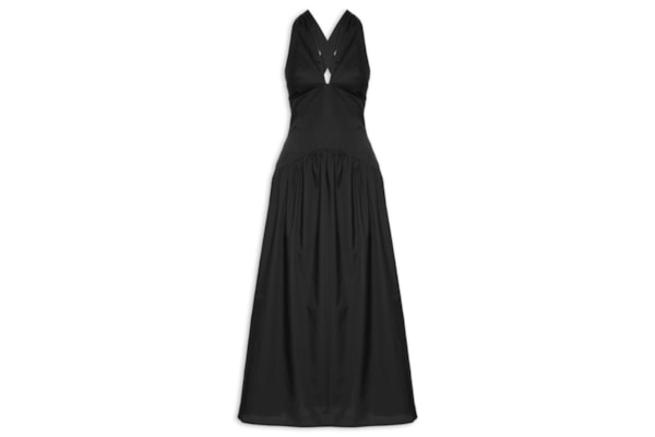 Vestido Frente Única Longo - Preto