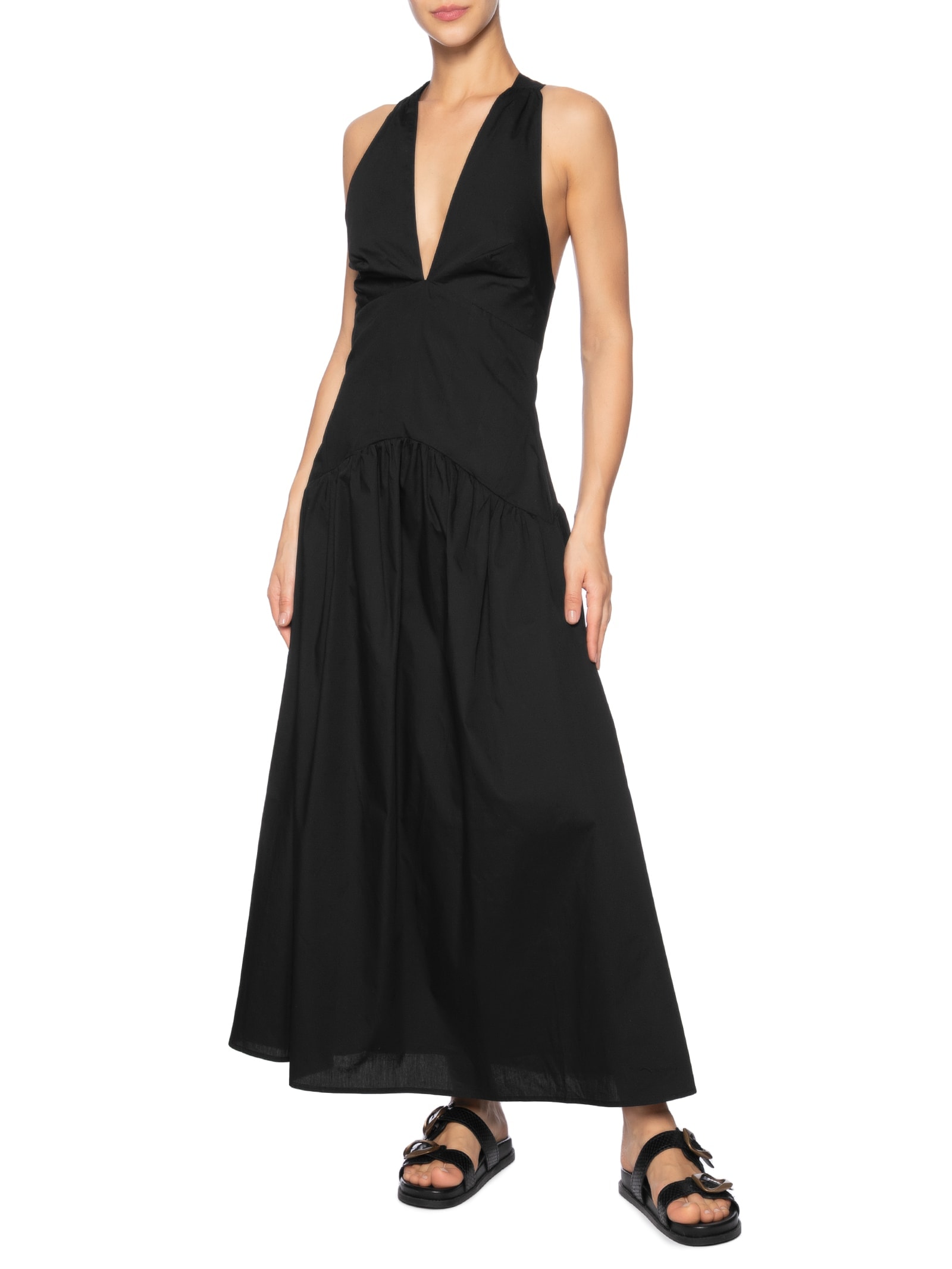 Vestido Frente Única Longo Preto Farm