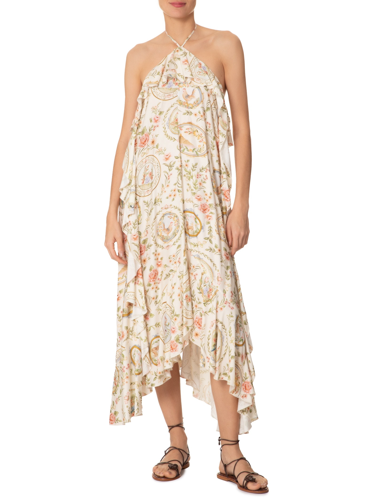 Vestido Frente Única Relicário Bege Farm