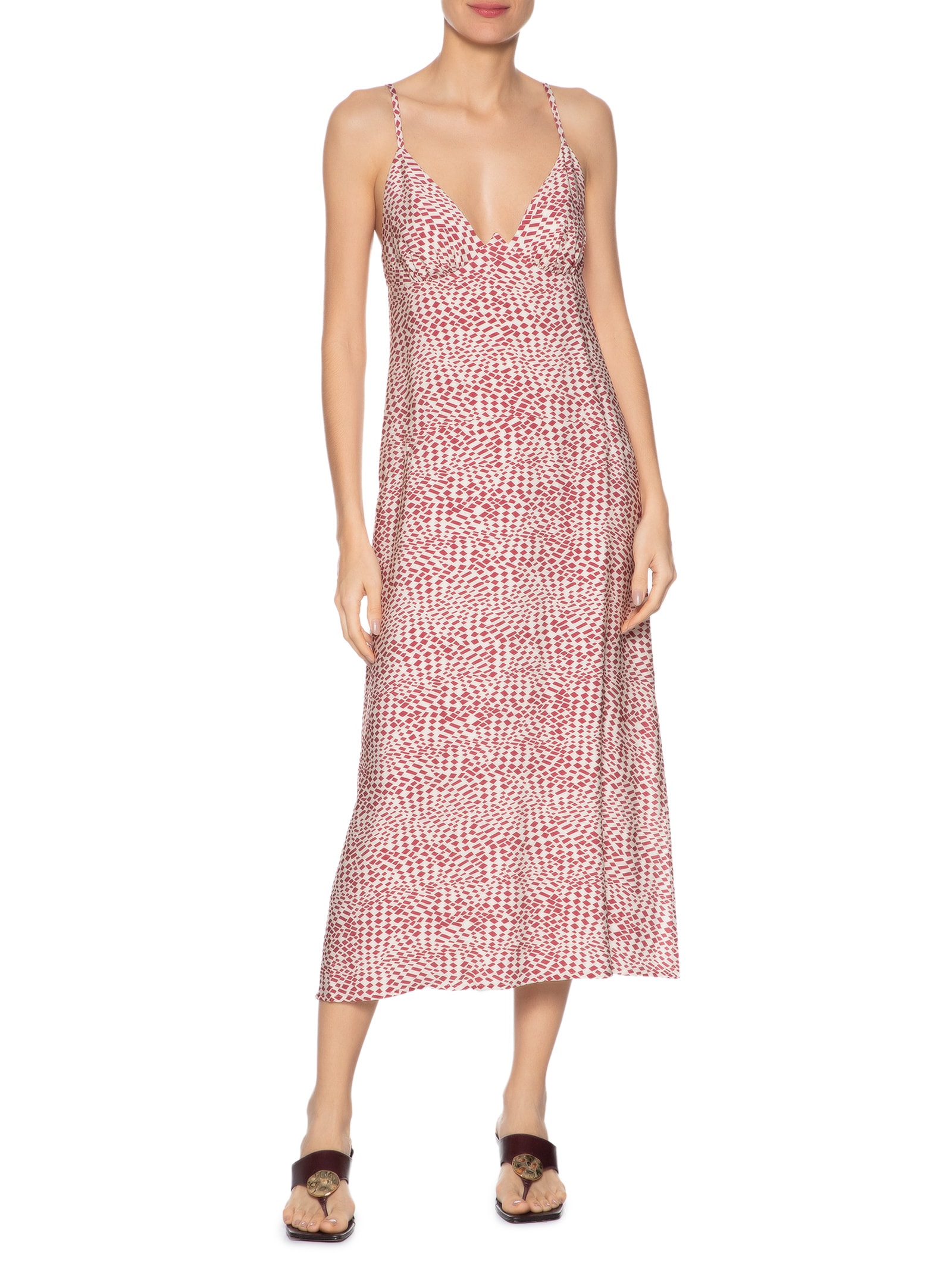 Vestido Geo Estrobo Hall Vermelho Animale Jeans