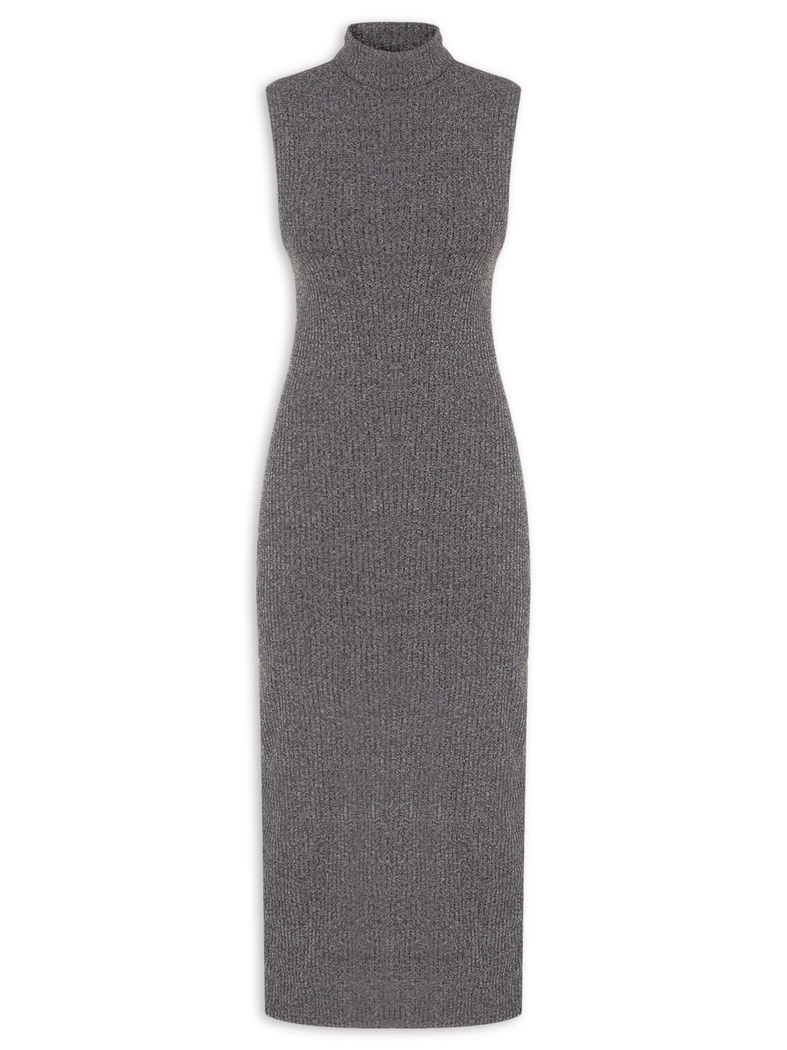 Vestido Gola Alta Sem Manga Mescla Cinza Animale