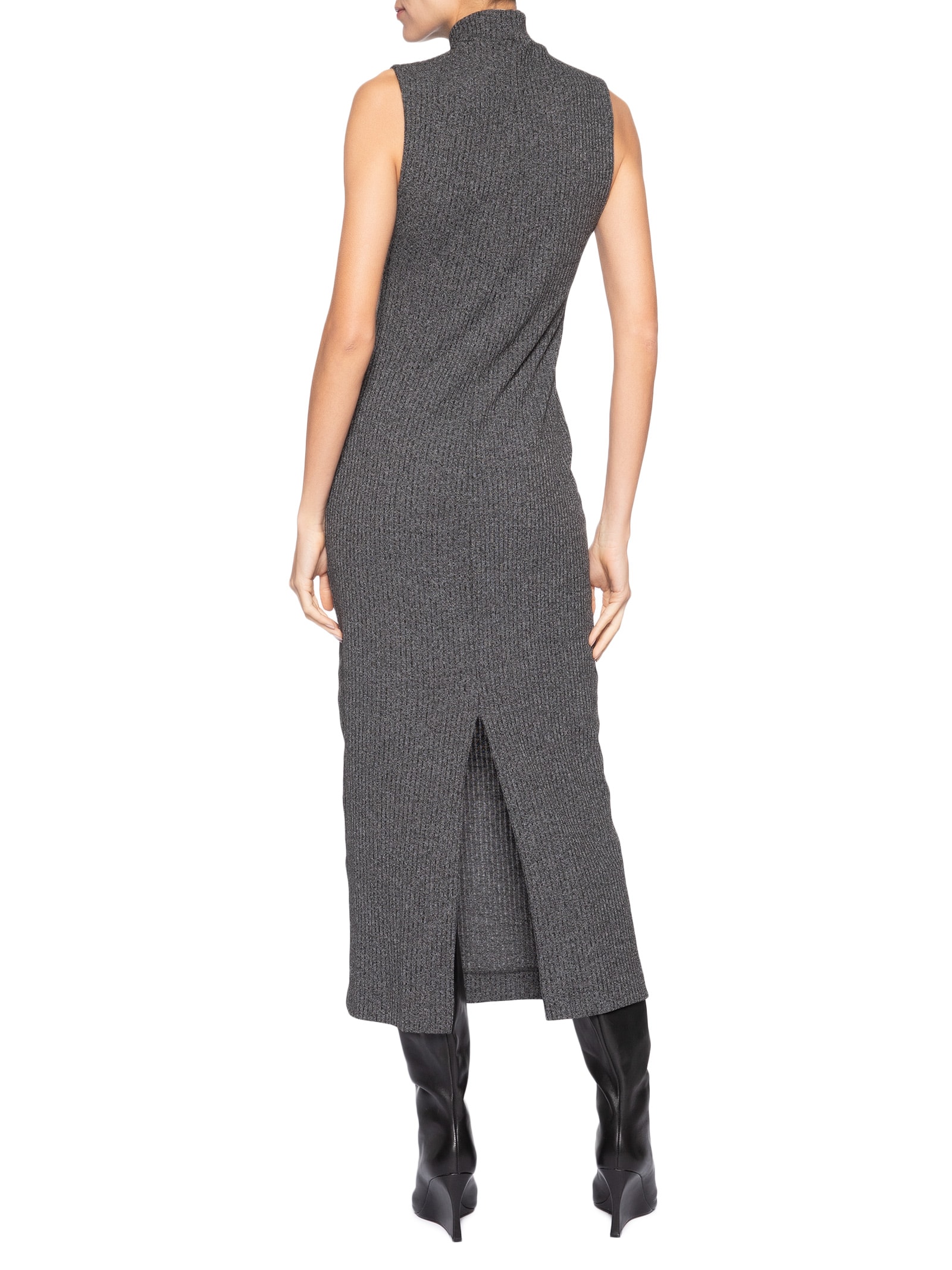 Vestido Gola Alta Sem Manga Mescla Cinza Animale