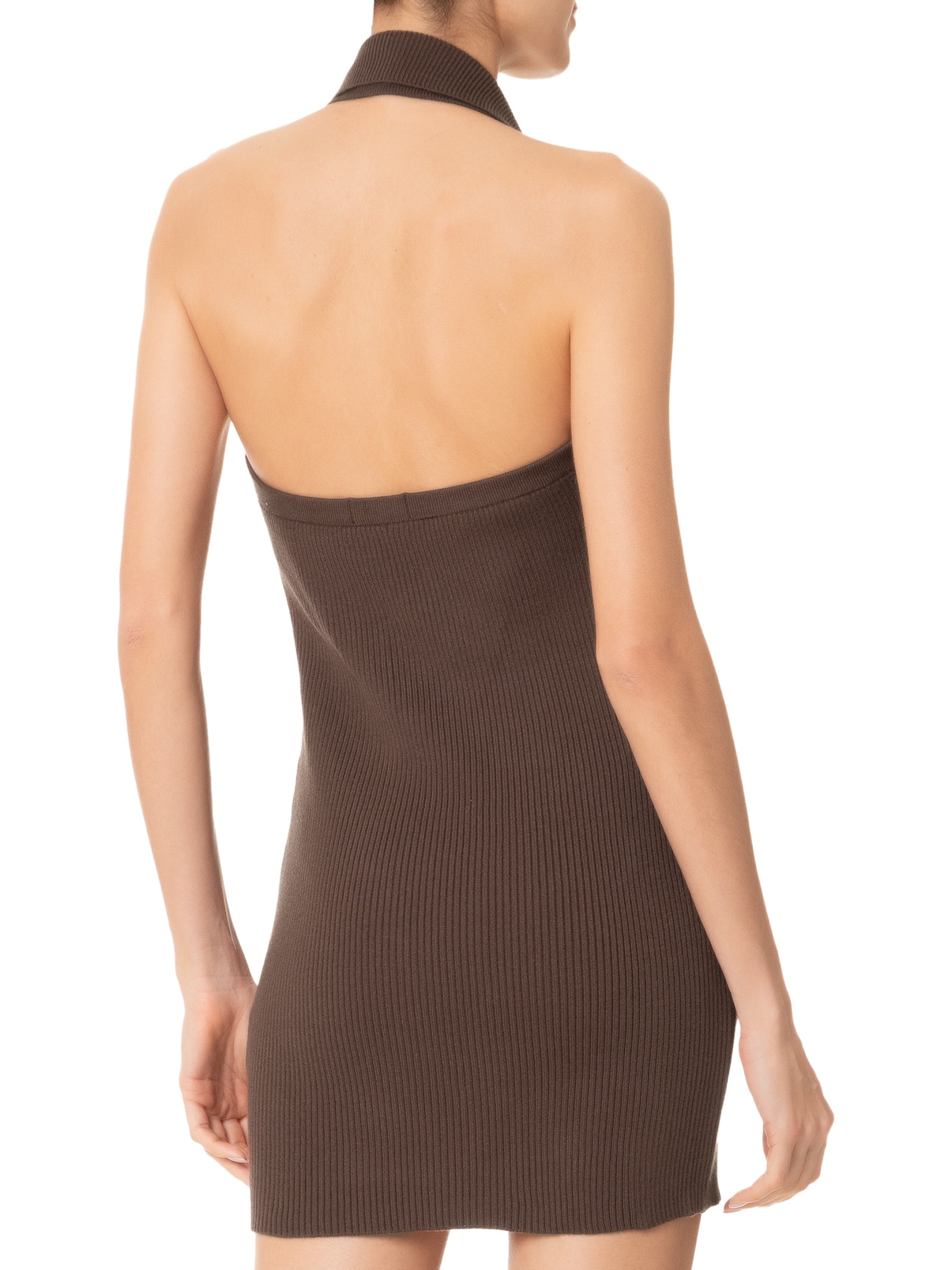 Vestido Gola Polo Tricot Marrom Dress To