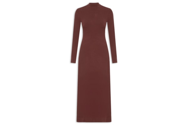 Vestido Golinha Decote Costas Crepe - Marrom