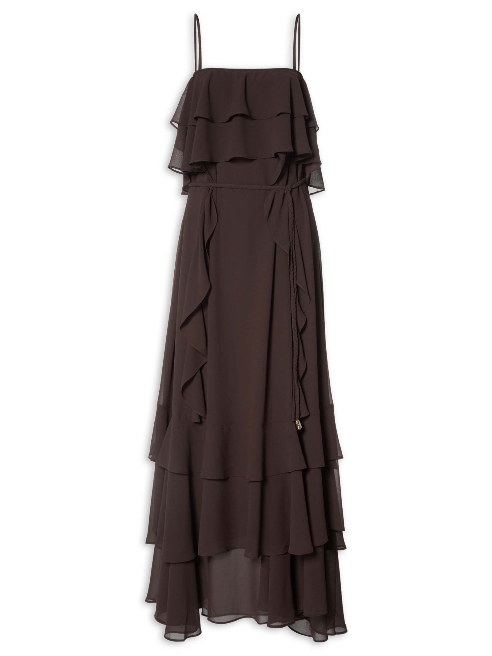 Vestido Ivete Longo Marrom Le Lis