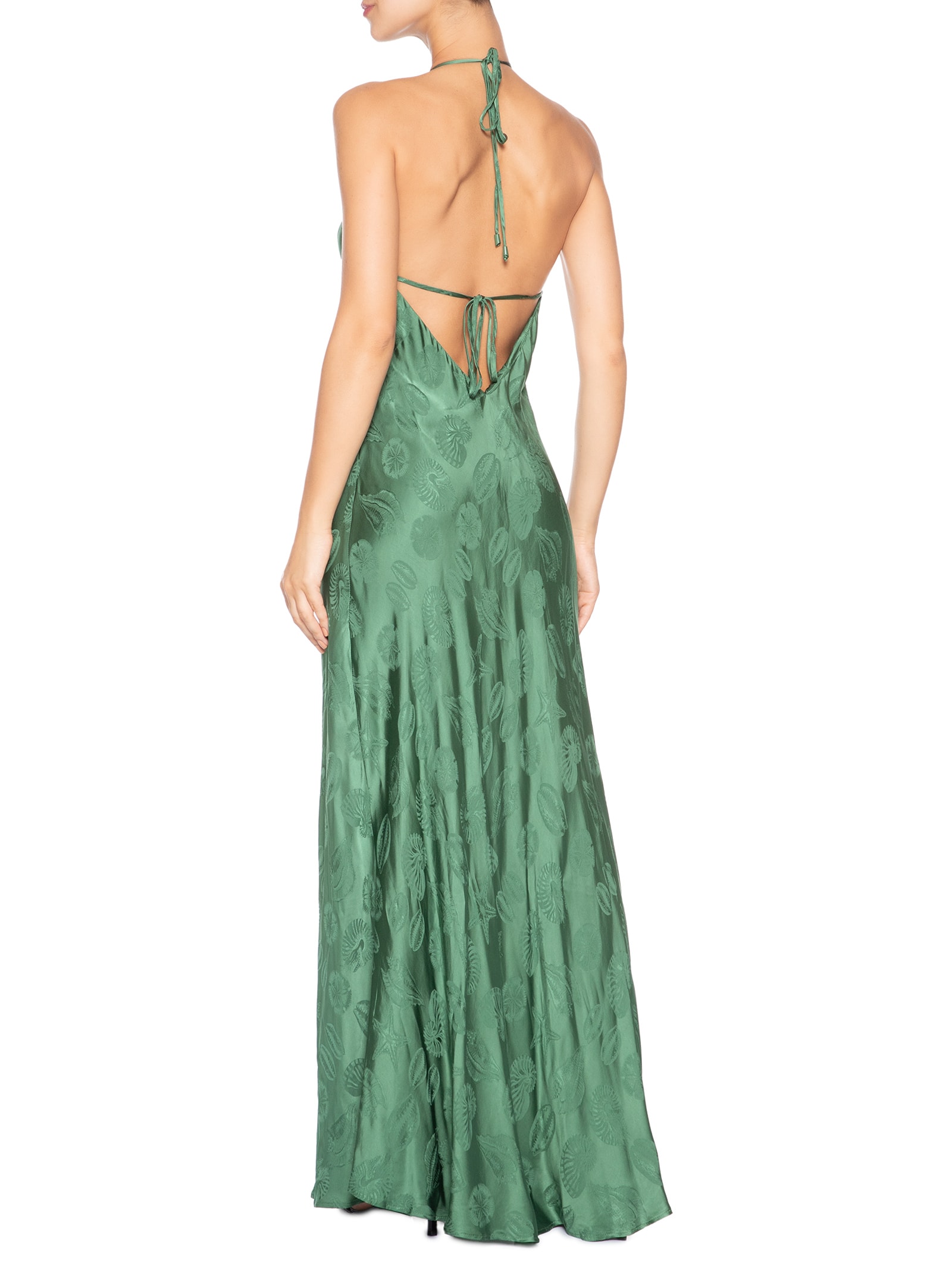 Vestido Jacquard Conchas Verde Farm