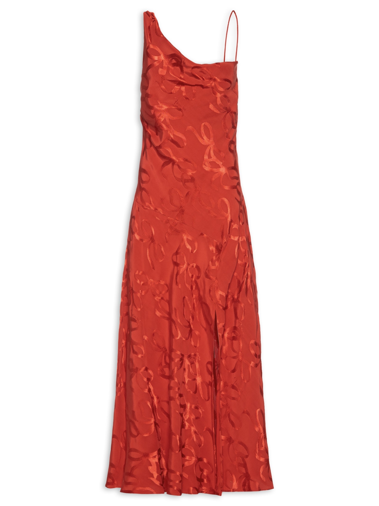 Vestido Jacquard Laços Vermelho Farm