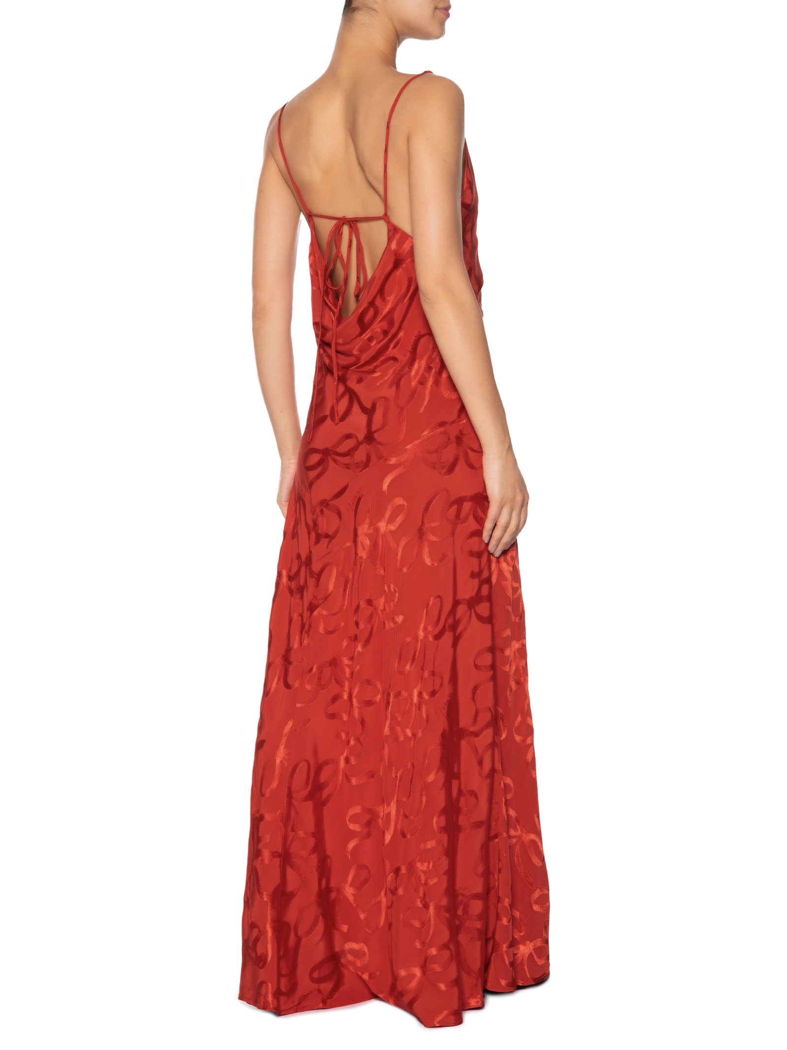 Vestido Jacquard Laços Vermelho Farm