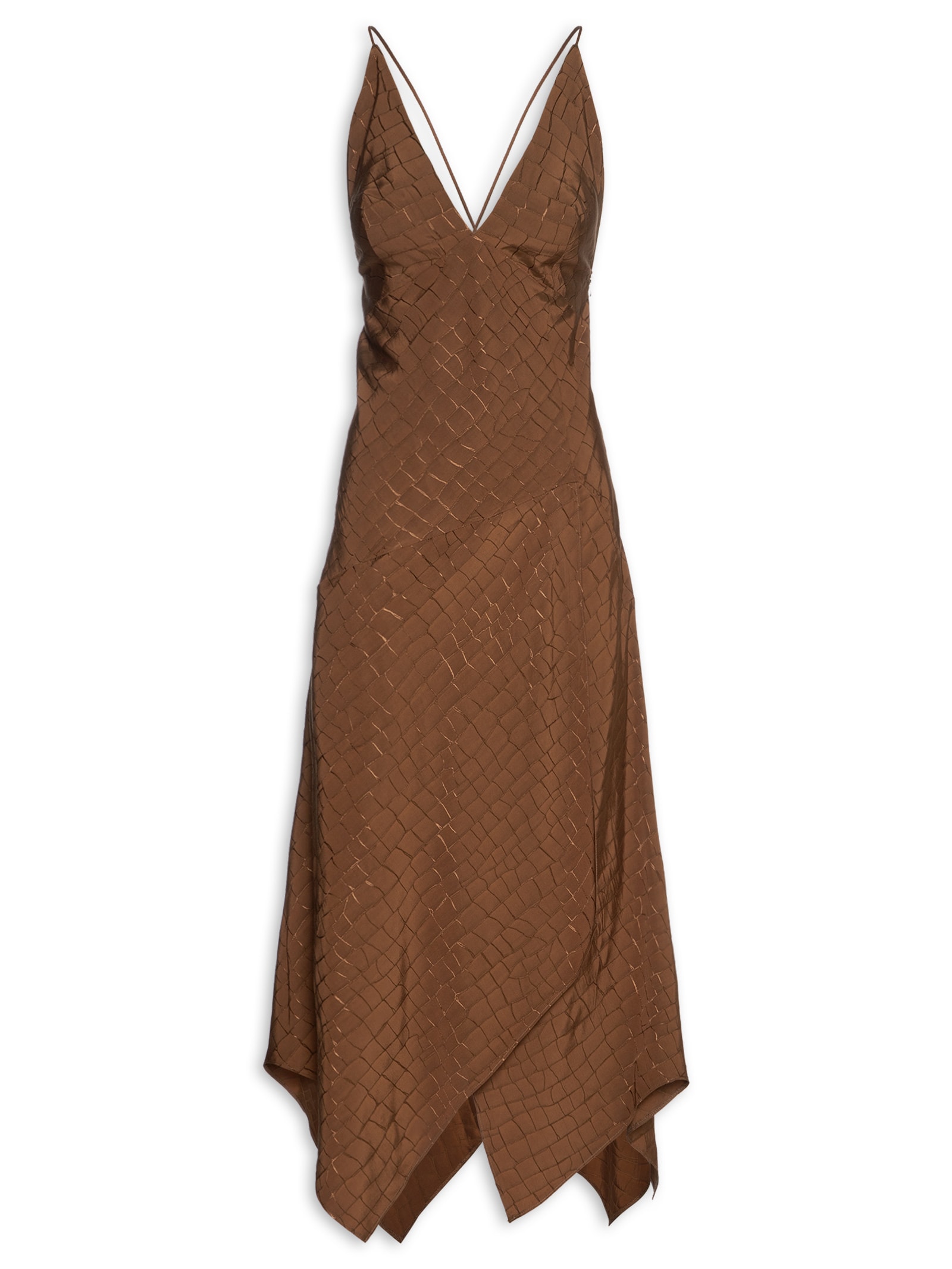 Vestido Jacquard Marrom Open