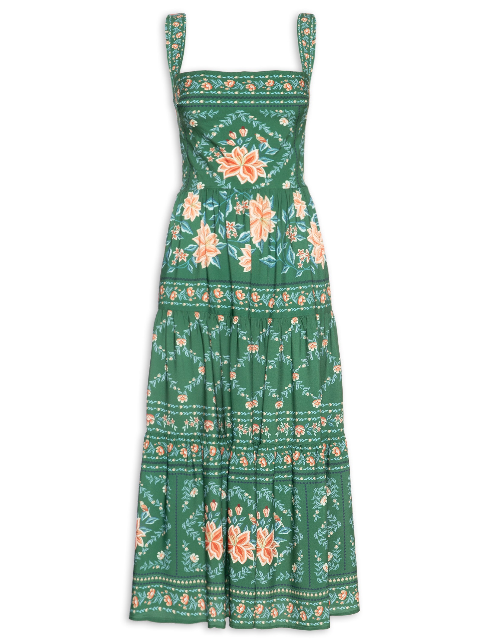 Vestido Jardim De Azaleias Verde Farm
